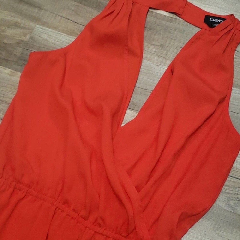 NWT bebe Sz 8 Open Back Bright Orange/Red Jumpsuit Romper - Picture 5 of 12